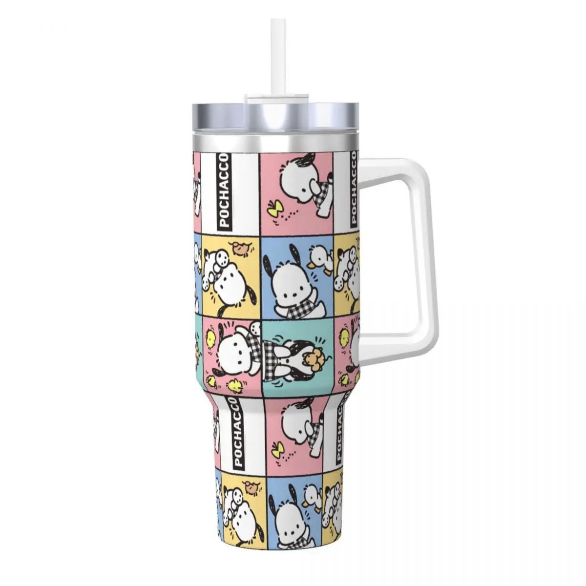 Cute Dog Pochacco Tumbler Cold and Hot Water Bottle Keep Heat Stainless Steel Thermal Mug Custom Travel Car Mugs