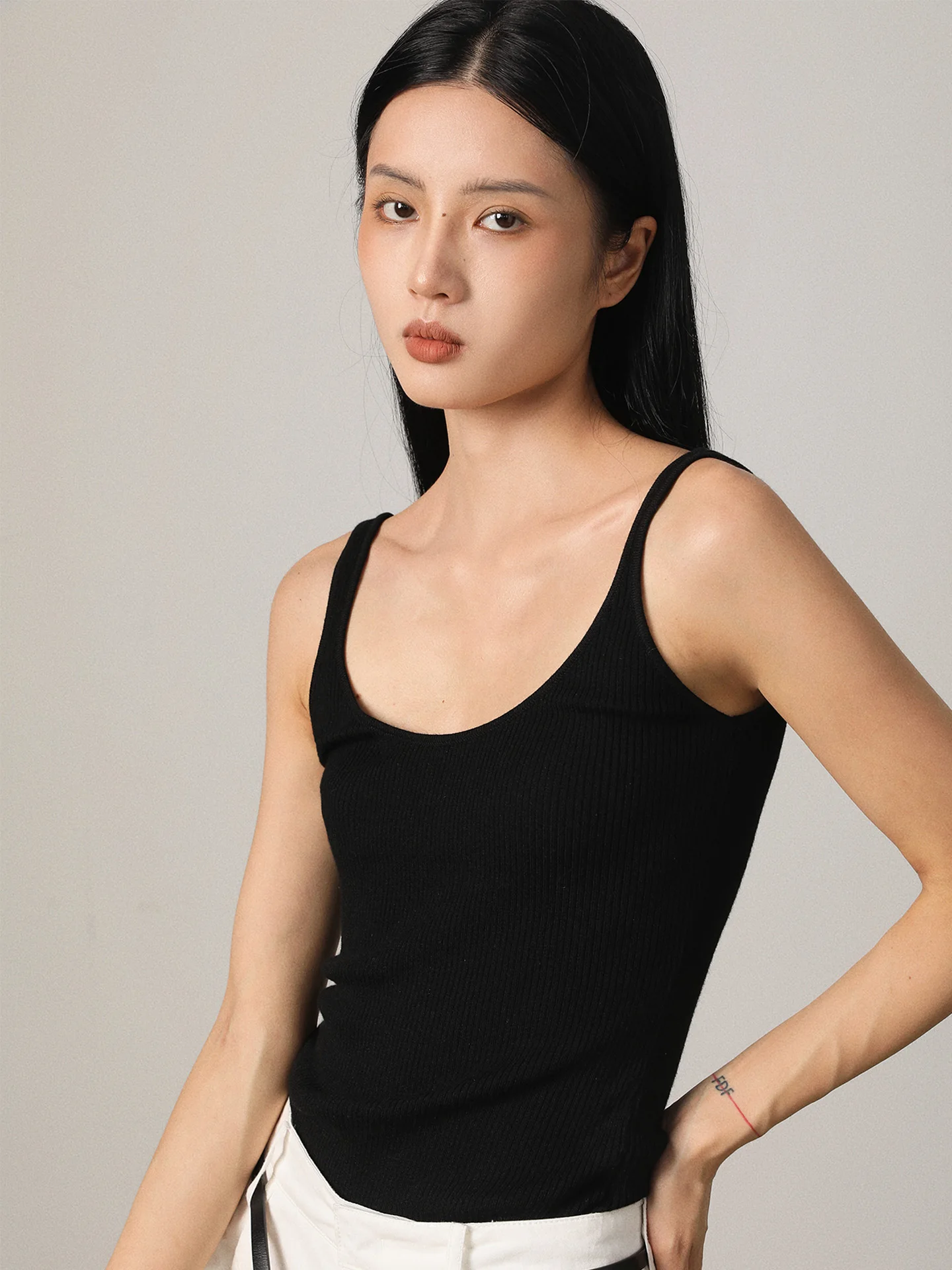 

Женский классический шелковый укороченный топ-майка Vimore с U-образным вырезом, облегающий, для повседневной носки, базовый слой