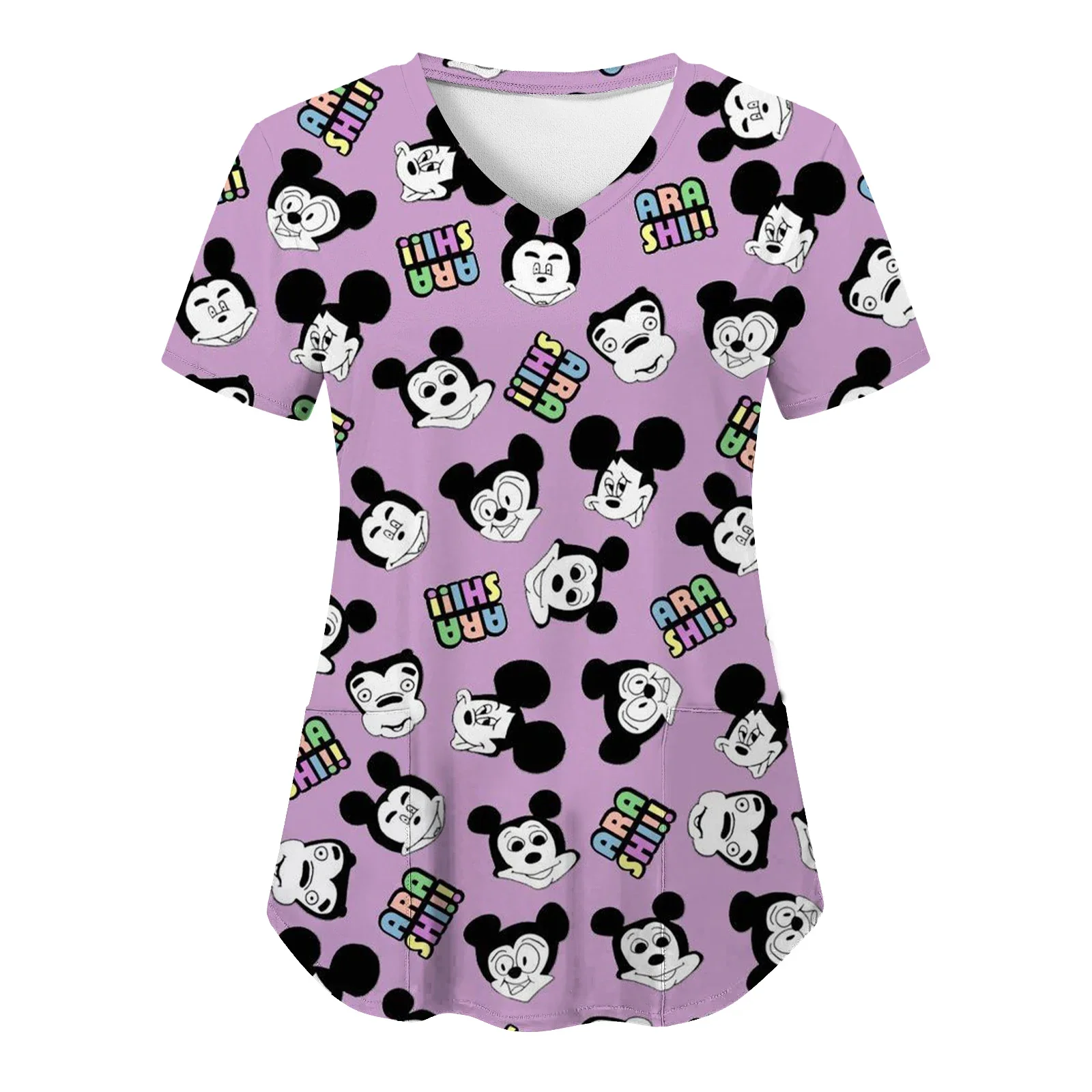 T-Shirts V-Hals T-Shirt Minnie Mouse Tops Verpleegster Uniform Vrouw Kleding Mickey Top Vrouwen 2023 Zomer Zak Ziekenhuis Disney T-Shirts