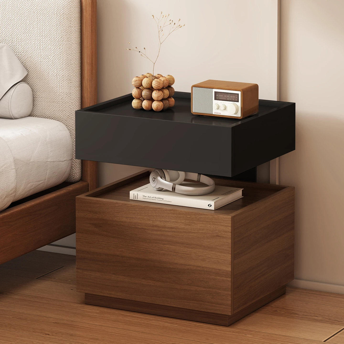 # Style Luxurious Eco-Friendly Bedroom Storage Cabinet Wooden Bedside Drawers Hanging Drawer for Living Bedding