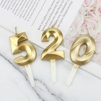1PCS Digital Birthday Candle 0-9 Gold 3D Birthday Anniversary Commemorative Wedding Cake Decoration Party Atmosphere Photo Prop