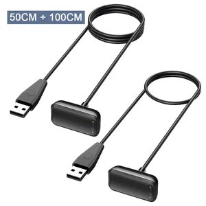 2pcs 100cm/50cm USB Charger for Fitbit Charge 5 Charging Cable for Fitbit Luxe USB Charging Charger Dock with Reset Function