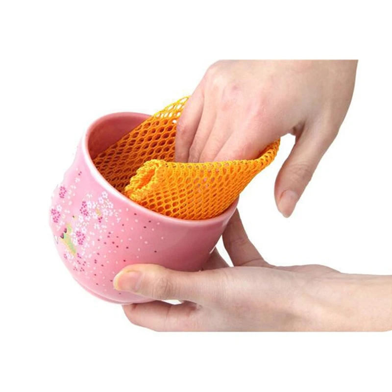 2pcs Mesh Non-stick Oil Dish Cloth Cleaning Cloth Rapid Dry Scourer Mesh Washing Cloths Kitchen Cleaning Cloths