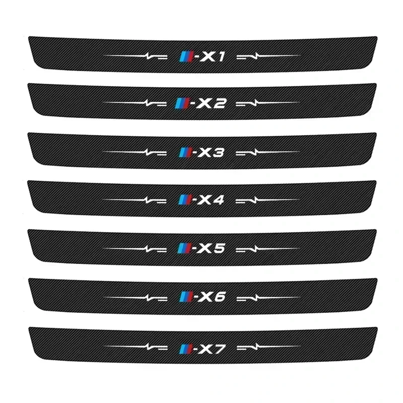 Car Decals Trunk Threshold Stickers for BMW X Series X1 X2 X3 X4 X5 X6 X7 Badge Car Carbon Fibre Sill Plate Protective Films
