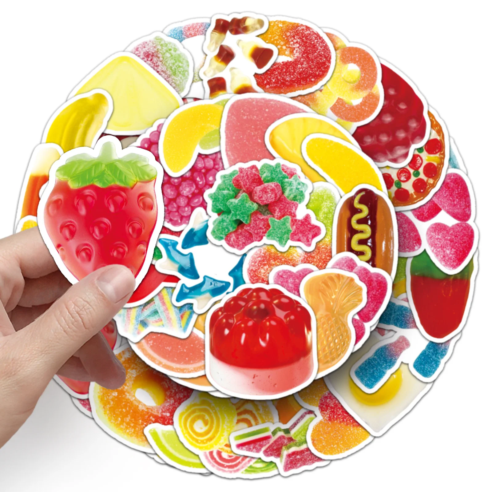 

50PCS Colorful Fondant Stickers Cute Cartoon Food INS Style Doodle Waterproof Stickers Children's Toys Gifts Decorative Bike