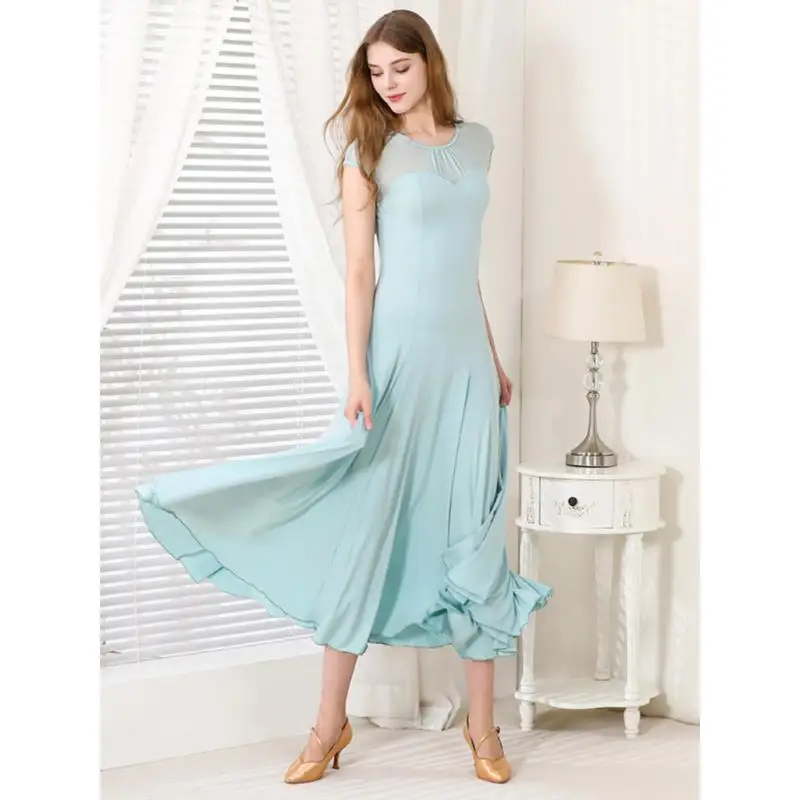 Robe de danse moderne à manches courtes pour adultes, découverte d'épaule, Costume de danse de salon, robe de valse, My900, 2025