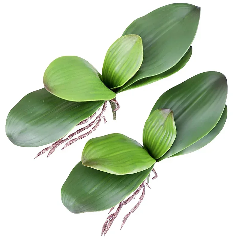 Orchid Leaves Artificial Phalaenopsis Stems Leaf Faux Cymbidium Flower Foliage Green Real Touch Latex Bulk Home Decor