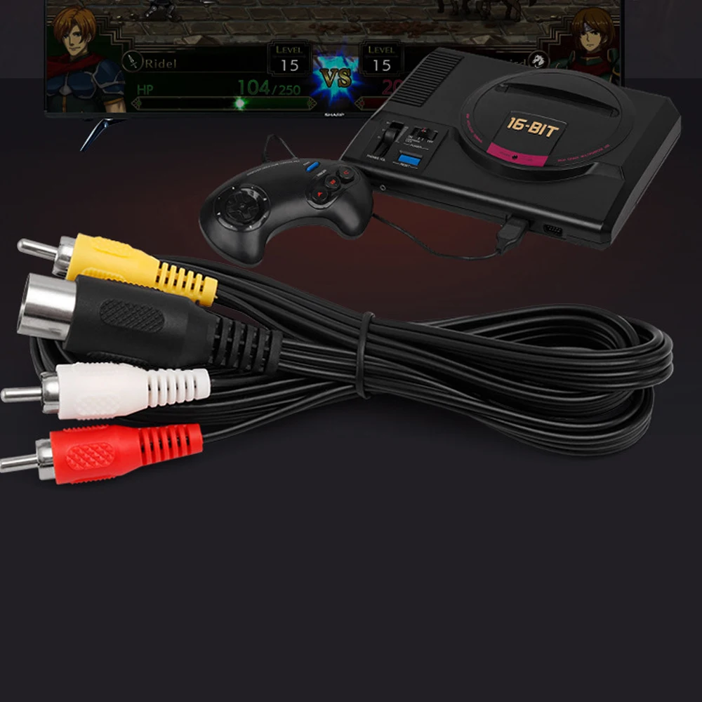 AV Audio Video Cable for SEGA Mega Drive 1 for Genesis 1 RCA Cord 1.8M