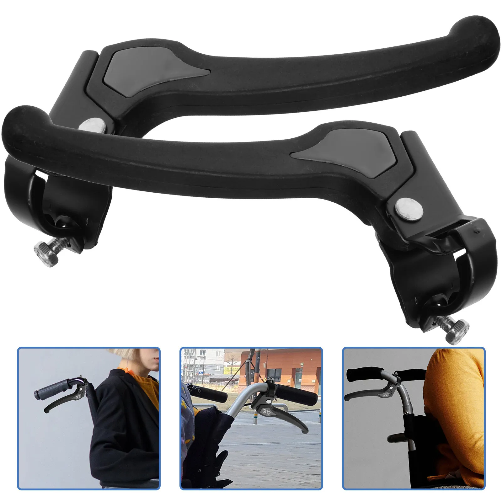 1Pair Wheelchair Brake Levers Design Brake Handlebars with High Sensitivity Clutch Lever for Safe Braking Elderly