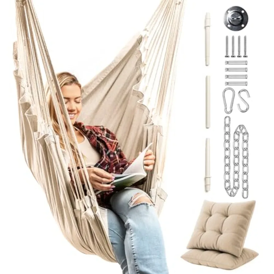 

Hanging Hammock Chair Swing Hanging Chair Outdoor and Indoor - Hammock Swing Chair Quick and Easy Setup with Hardware Kit Durab