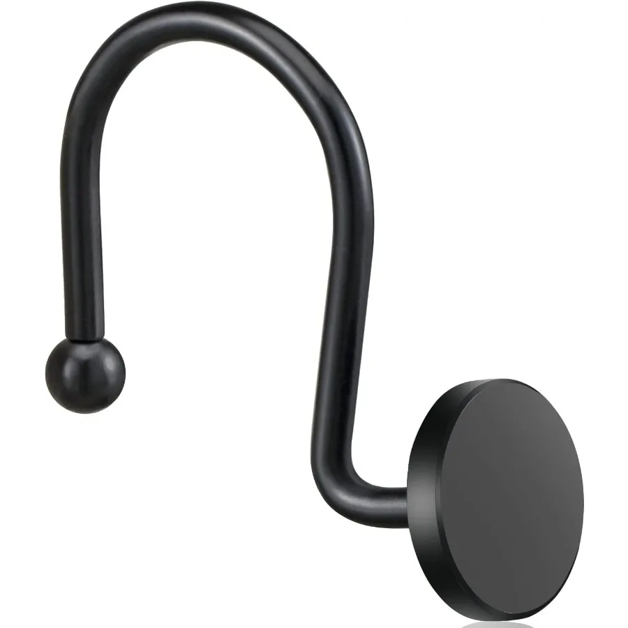 خطافات ستارة دش سوداء 12 قطعة حلقات ستارة دش معدنية تصميم ديكور حديث #2