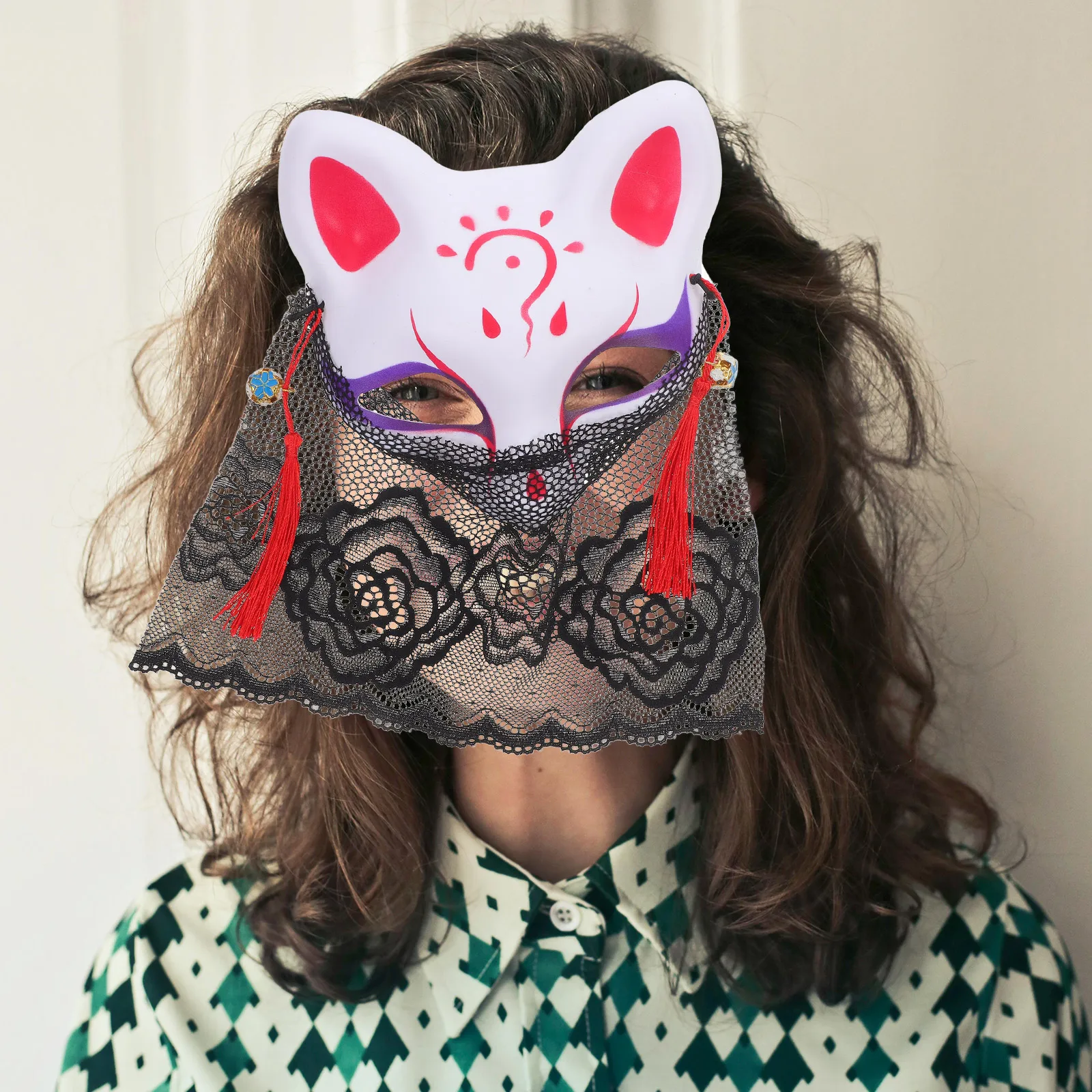 

Half Face Fox Mask Carnival Prop Decorative Clothing Cosplay Foxes Masks for Women Pvc Masquerade