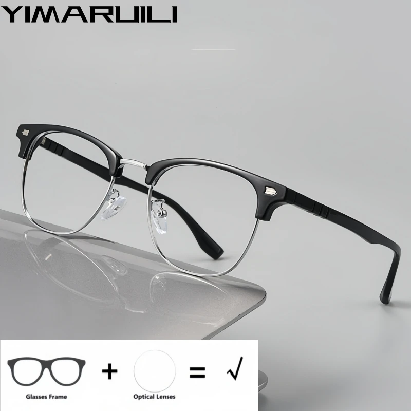 

YIMARUILI Men's Retro Oval Optical Prescription Glasses Fashion Trend Myopia Hyperopia Progressive Recipe Eyeglasses Women 9602F