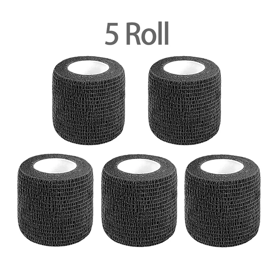 1-50 Uds vendaje elástico adhesivo 2,5 cm x 4,5 m gasa autoadhesiva deportiva negra ​ para muñeca, rodilla, dedo, esguinces, protección de hinchazón
