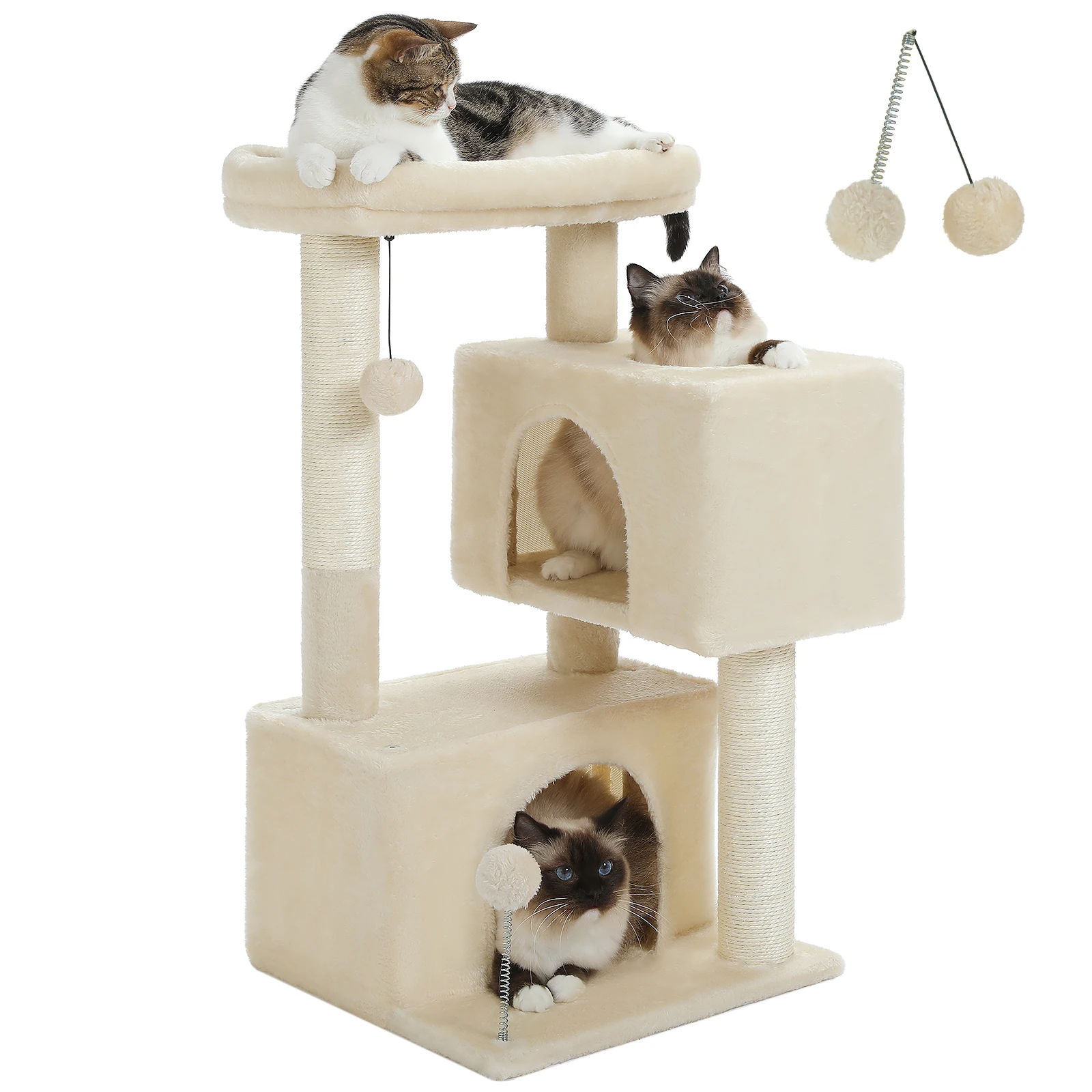 Cat Tree for Large Cats Cat Tower for Indoor Cats up to 10kg with 2 Large Condos Cat Scratching Posts and Large Cat Perch