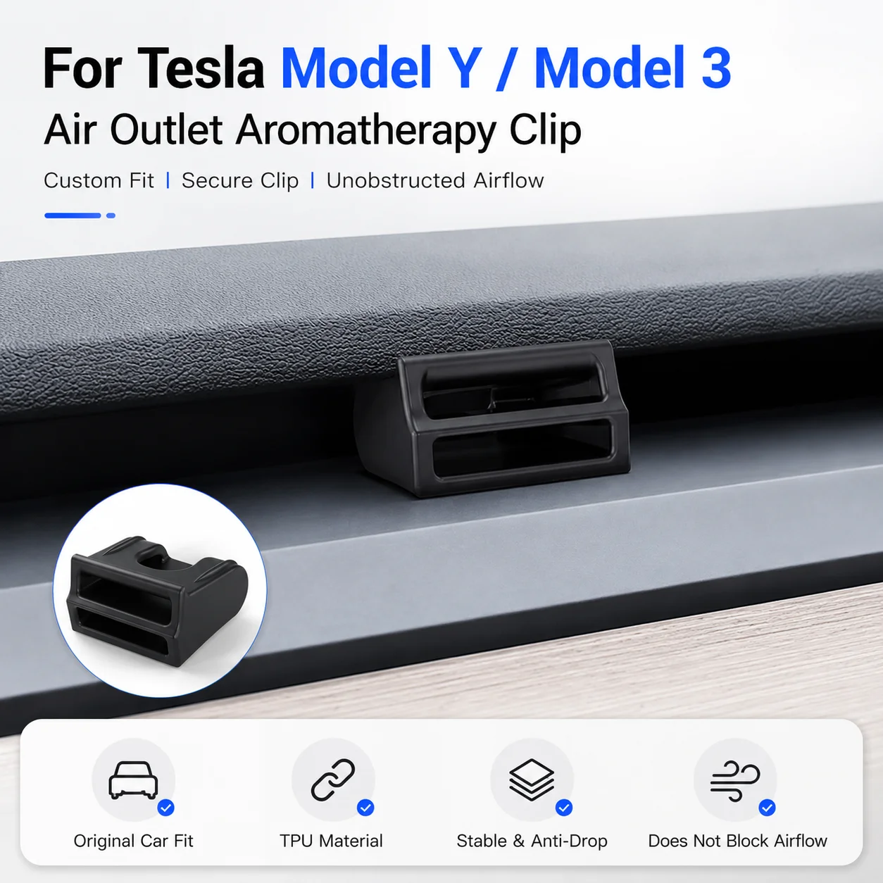 For Tesla Model Y 3 Car Air Vent Freshener Adapter Aromatherapy Clip Hidden Outlet Bracket Holder Interior Accessories
