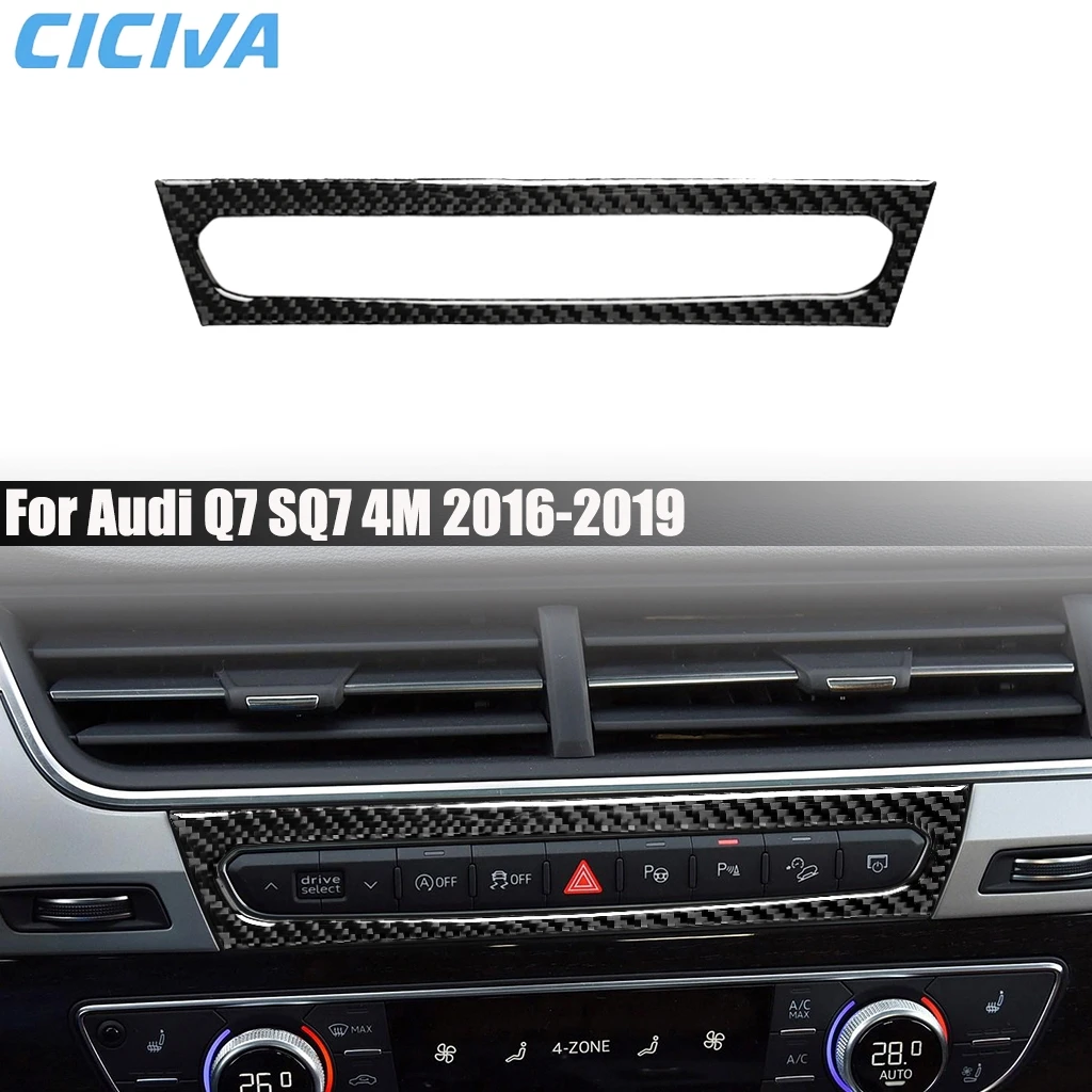 

Carbon Fiber Car Accessories Center Console Buttons Decorative Interior Cover Modified Trim Sticker For Audi Q7 SQ7 4M 2016-2019