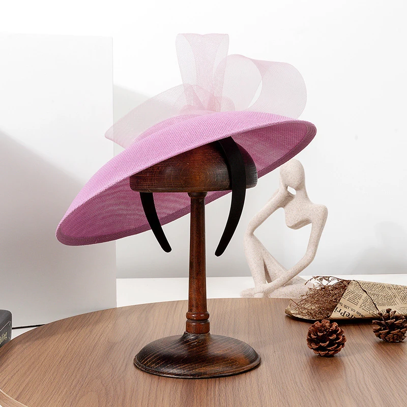 

2026 New Arrival Big Brim Bow Hat Women Luxury French Retro Headpiece Lady Cocktail Tea Party Hat Summer Sun Capeline