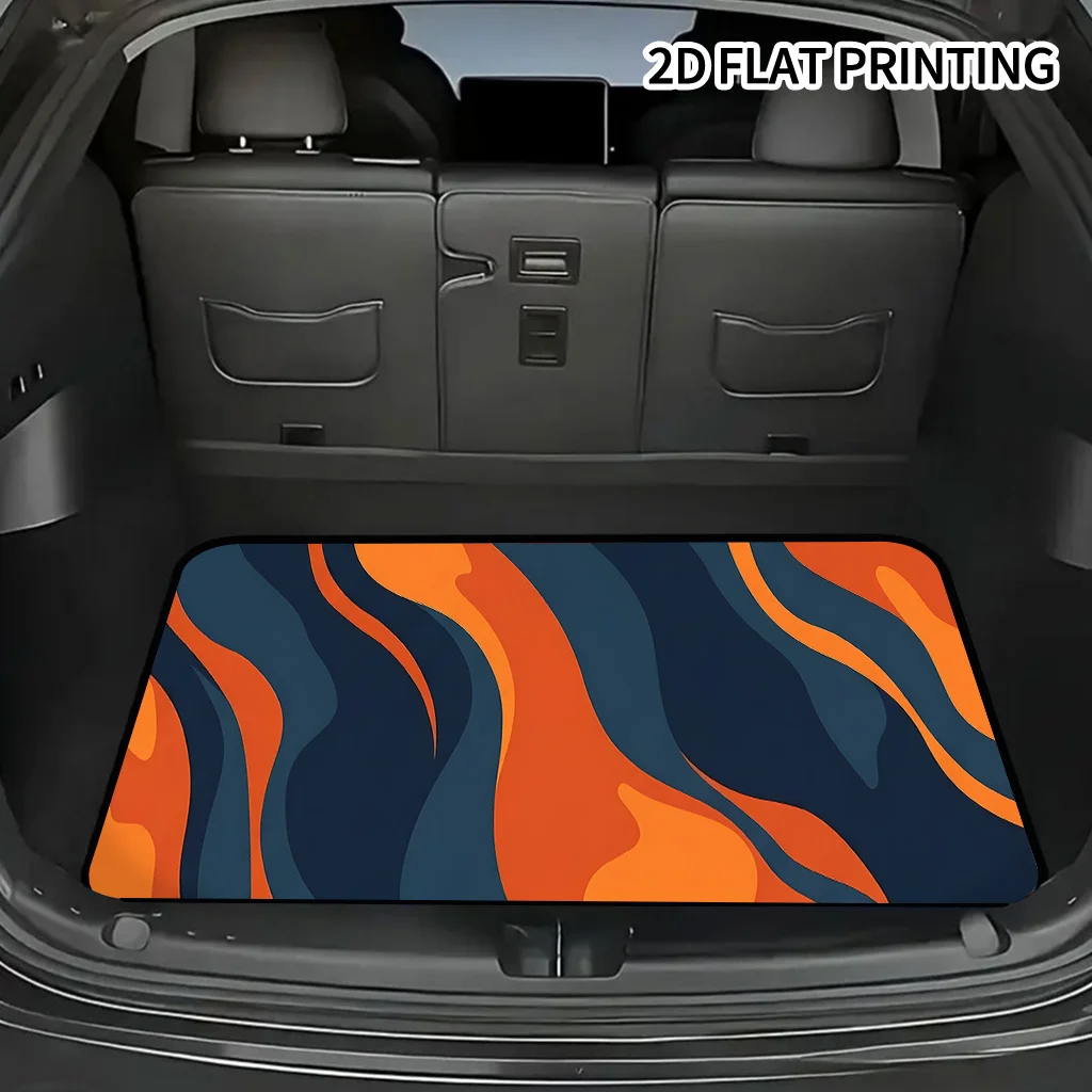 1pc Two-Tone Wavy Abstract Pattern Car Trunk Mat, Suitable For Sedans, Trucks, And Suvs, Car Additions, Durable Cargo Liner, Tru