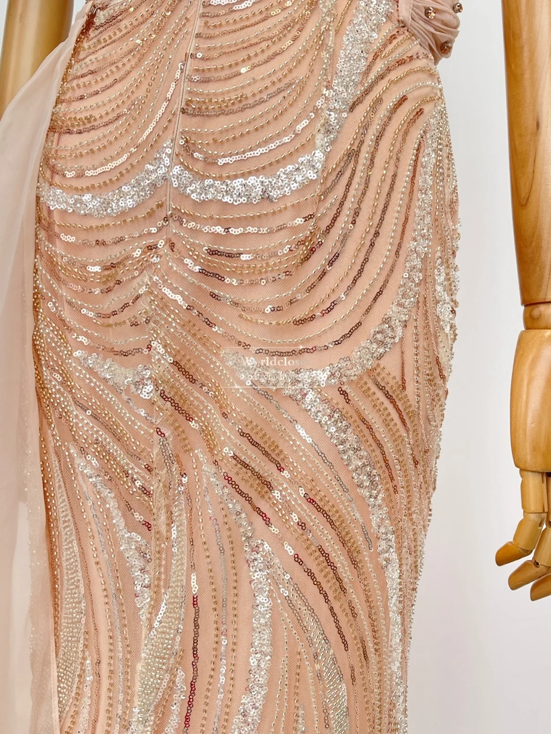 Abiti lunghi a tubo senza schienale con perline e paillettes rosa polvere per la festa 2025 Nuovo design