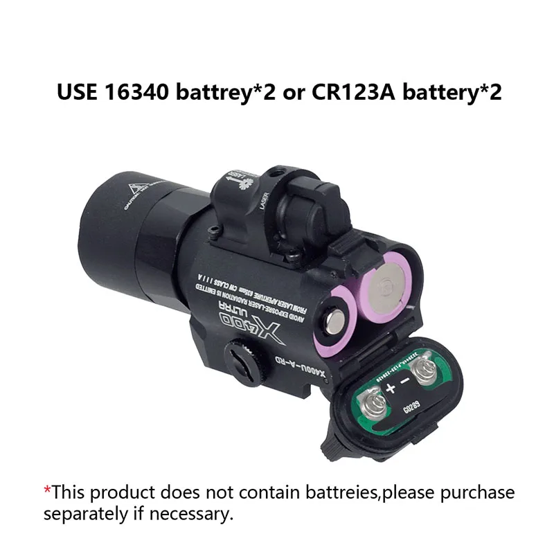 Linterna táctica Surefire X300 X400 X400U con mira láser Ultra roja y verde, luz LED para Rifle, explorador, montaje de rieles Picatinny Weaver