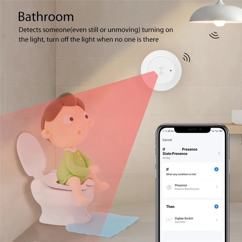 HFES Tuya Zigbee 24G Mmwave Radar Smart Menselijke aanwezigheid Met Verlichtingsdetector Ondersteuning Lichtschakelaar 95-250V