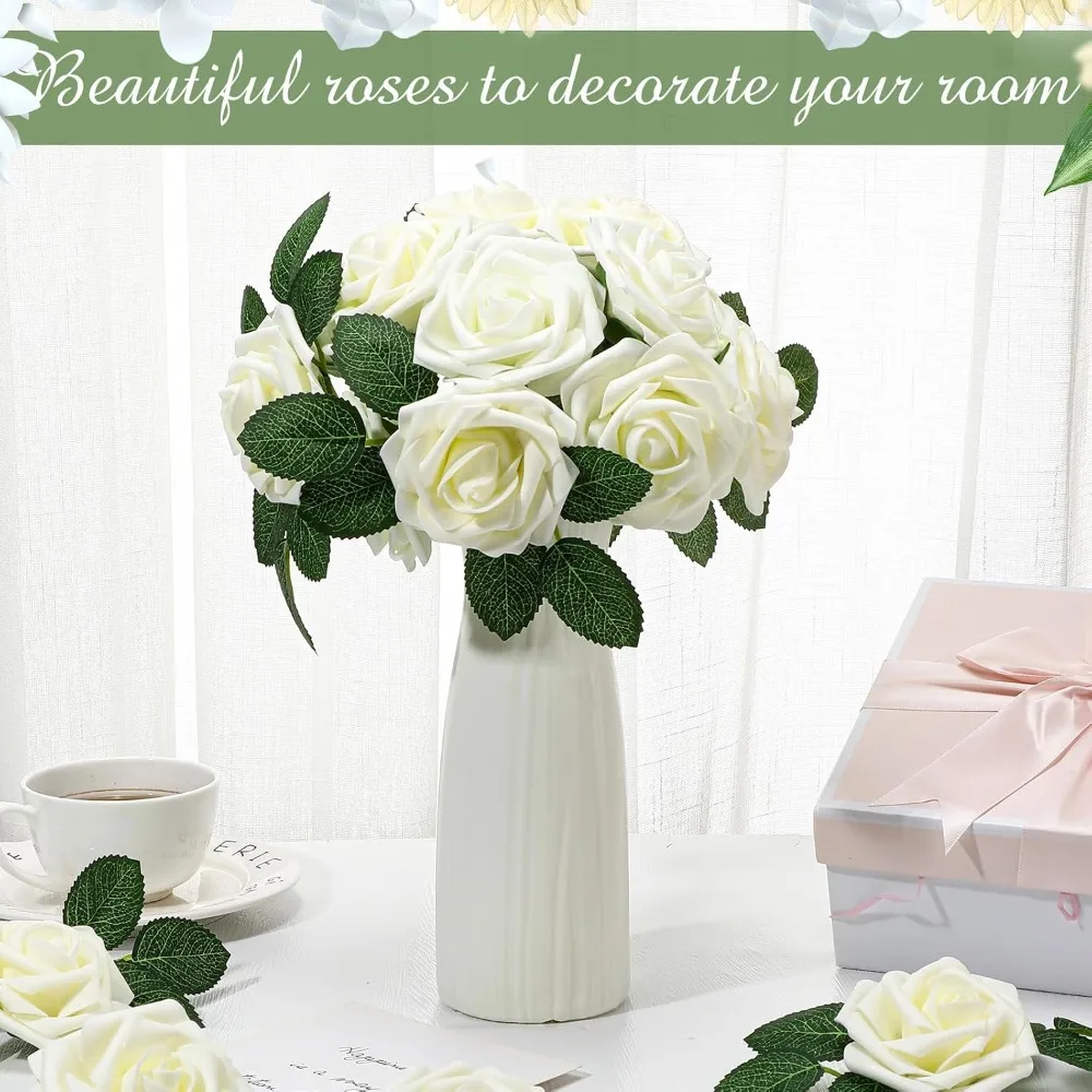 200 Pcs Artificial Rose Flowers with 100 Stems for DIY Wedding Bouquet Centerpieces Floral Arrangement - view 4