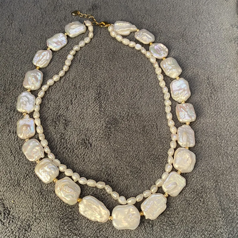 Natural freshwater pearl Baroque niche design double-layer necklace sweater chain ins trendy simple and versatile manufacturer d