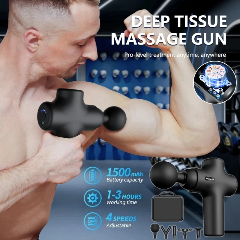 

Многофункциональный электрический небольшой пистолет для фасции, удобный профессиональный бесщеточный домашний массажный пистолет для фитнеса, расслабляющий массажер для мышц