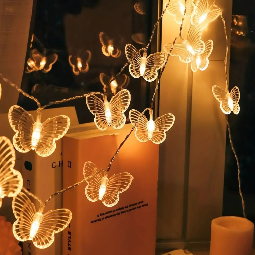 Guirnalda de luces LED de mariposa creativa, guirnalda de mariposas románticas impermeables, luz Artificial de ambiente hermoso