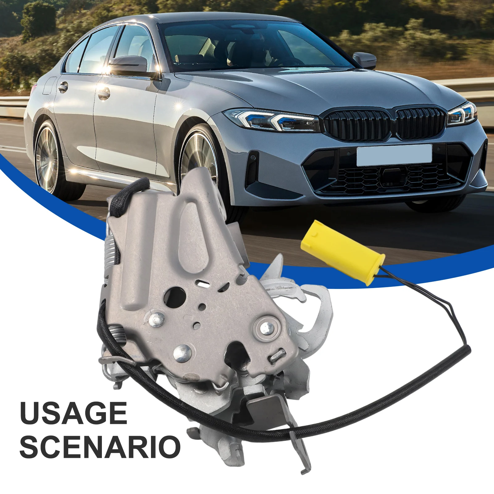 Car Maintenance Front Right Bonnet Lock Bonnet Lock Replacement Silver Metal Material Non-Deformation Silver Finish