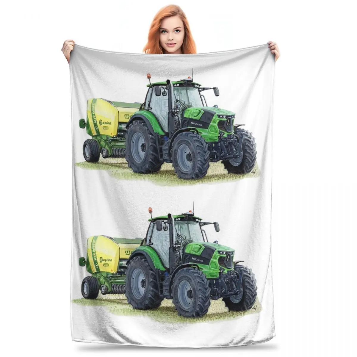 Green Tractor Painting Blankets Fleece Portable Sofa Throw Blankets For Couch Bedding Office Throws Bedspread Quilt