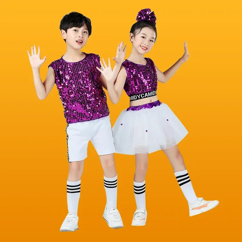 primary school performance kindergarten cheerleading dance costume jazz girls clothes puffy gauze skirt