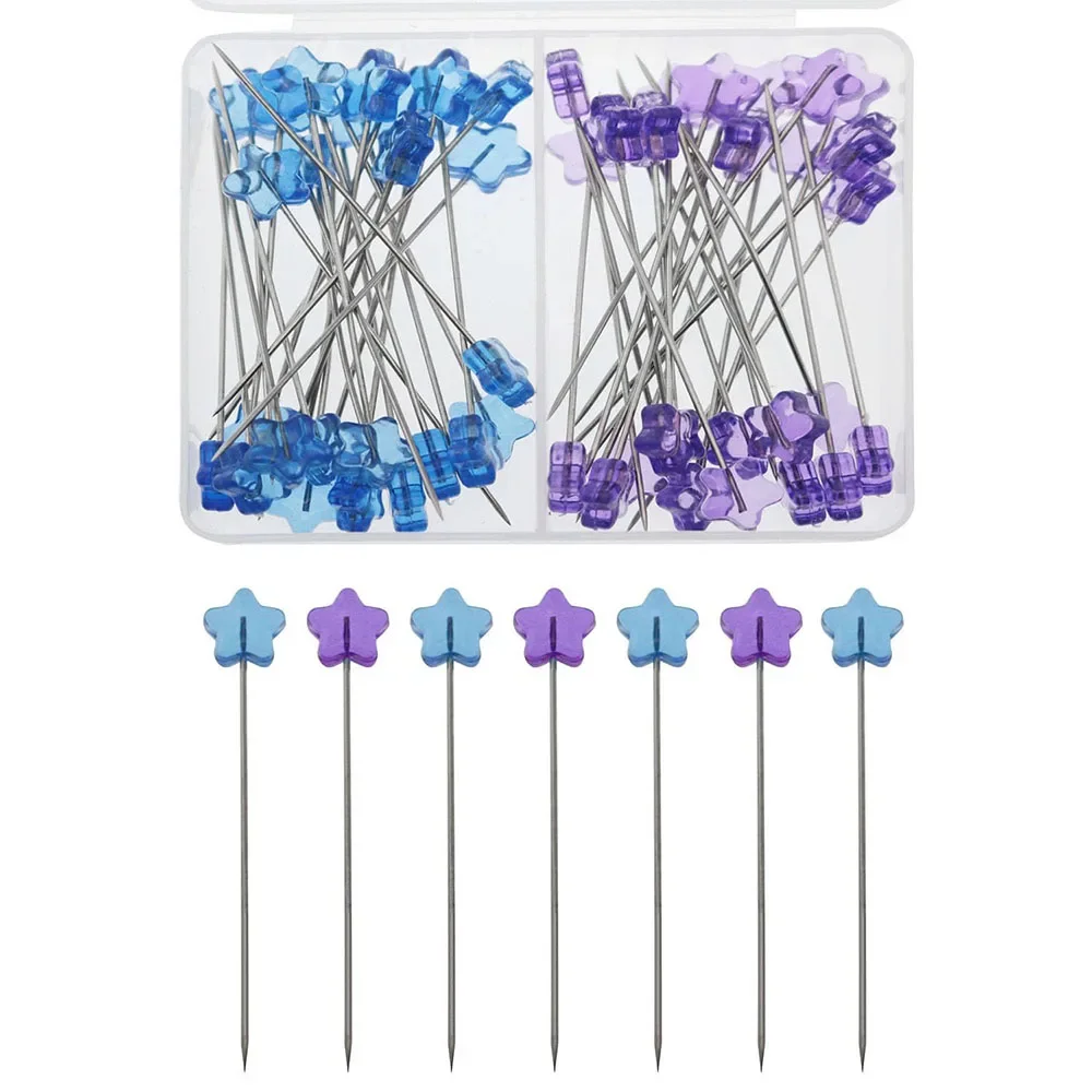 100pcs/set Star Head Sewing Pins Straight Pin Quilting Pins with Plastic Box Sewing Needle for Handmade Sewing Project Craft