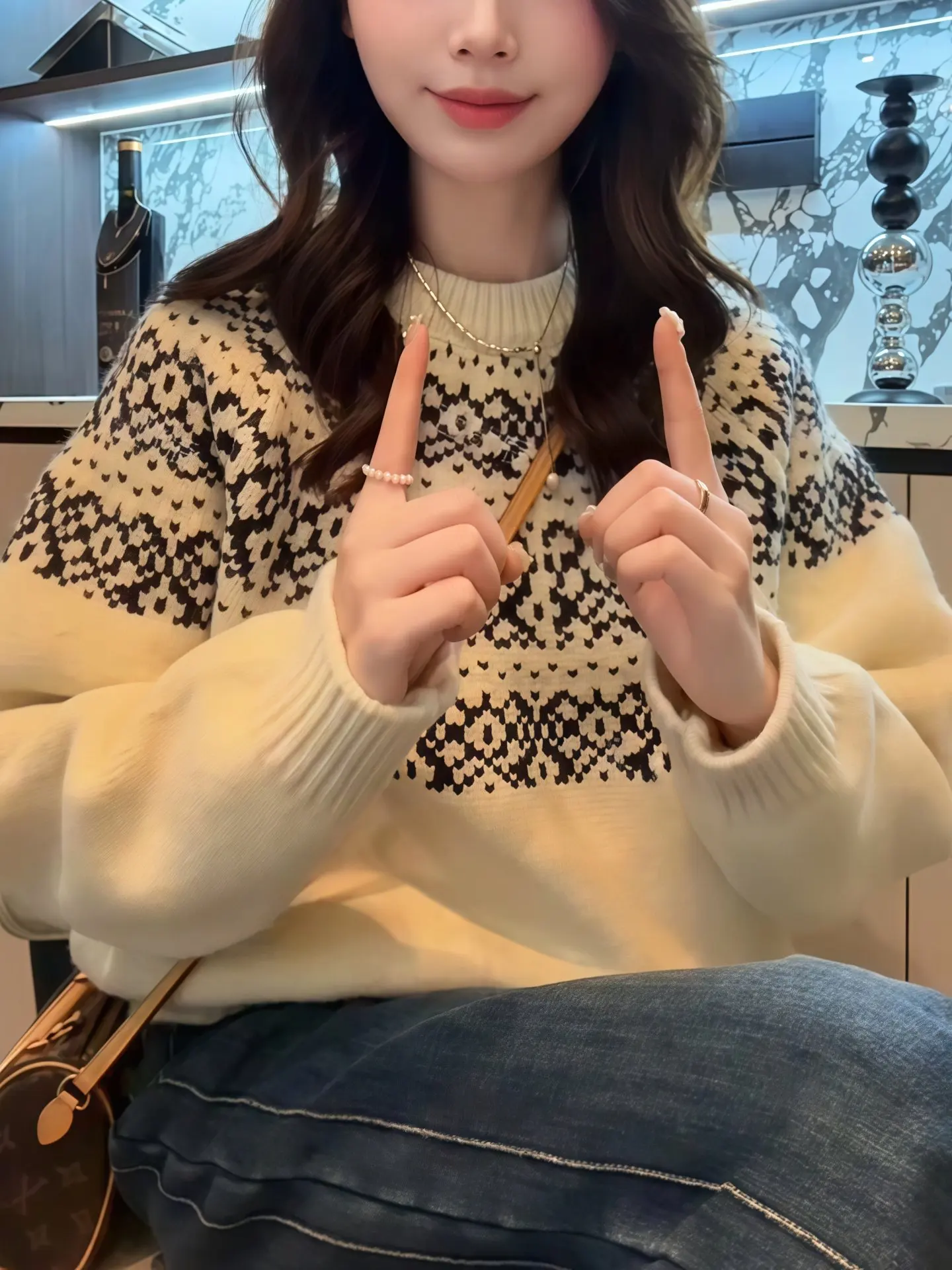 

Женский вязаный свитер Thi, круглый зимний теплый повседневный свитер Long Sve, мягкий хлопковый полиэстер, удобный топ