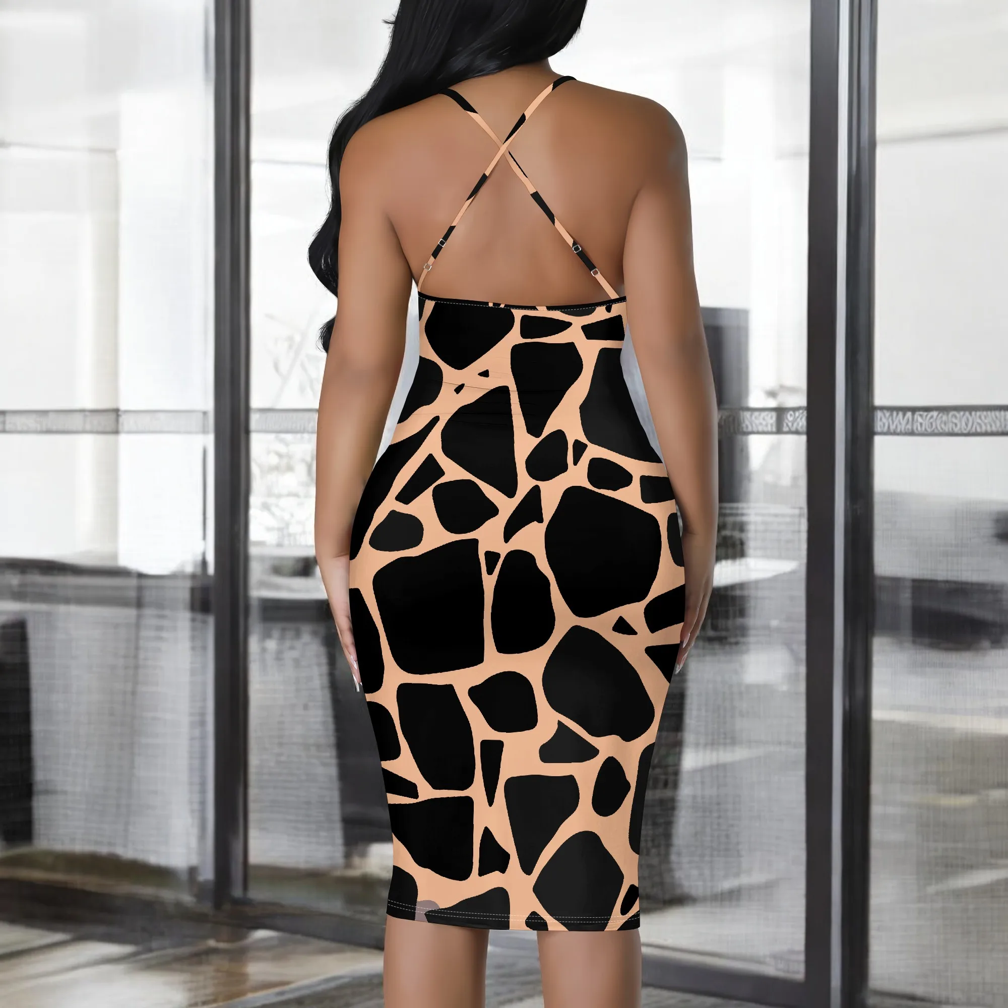 Womens Fashion Sleeveless Loose Sexy Slip Dress Vacation  Scoop  Neck Dress Print Sleeveless Print  Casual Dress