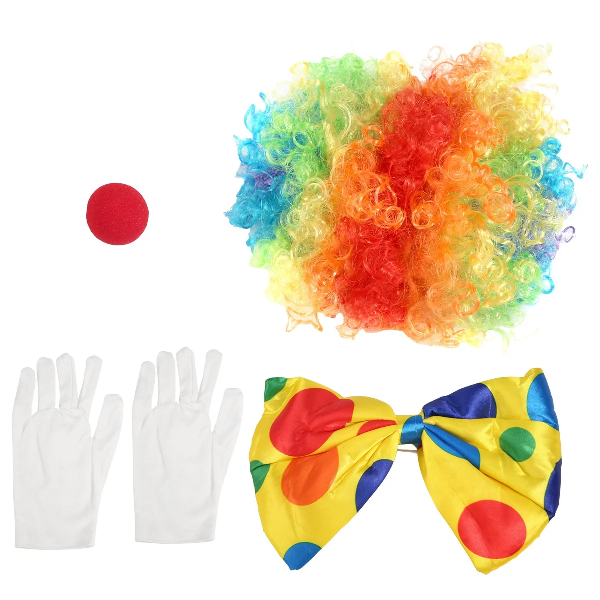 Clown Costume Clown Wig Clown Nose Accessories Bow Tie White Gloves for Women Men Adults Carnival Party