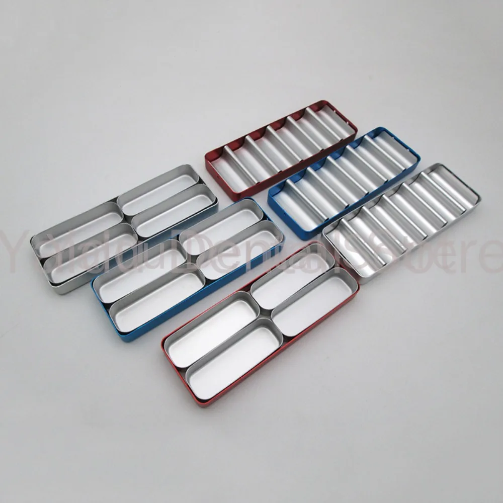 3 Boxes Dental Bur Disinfection Box 4/6/12/16 Slots Aluminum Alloy Separate Case Plastic Endo Bur Holder Dental Lab Tools