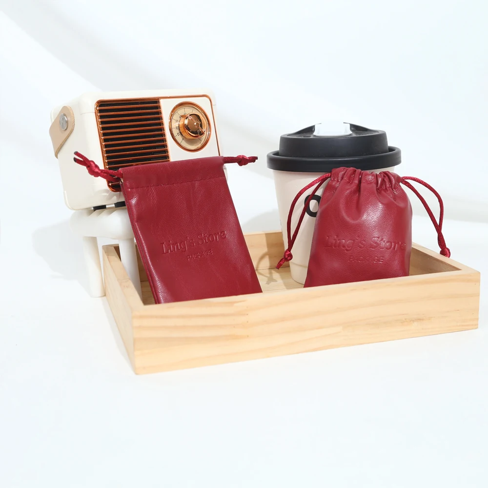 50/100 шт. шикарные индивидуальные ювелирные изделия из искусственной кожи, сумка на шнурке, подарочная упаковка, сумки для сережек, косметический органайзер для париков, карман для хранения