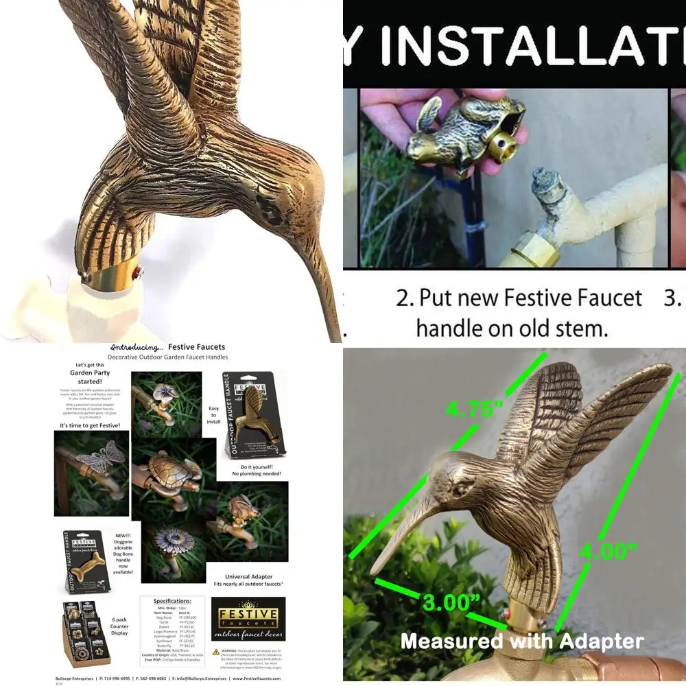 

Universal Adapter Hummingbird Design Outdoor Brass Faucet Handle (Faucet Not Included)