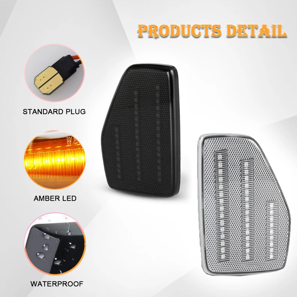 2Pcs Amber LED Front Bumper Side Marker Turn Signal Lights For Hummer H3 2006-2010 Hummer H3T 2009-2010 OEM 15873638