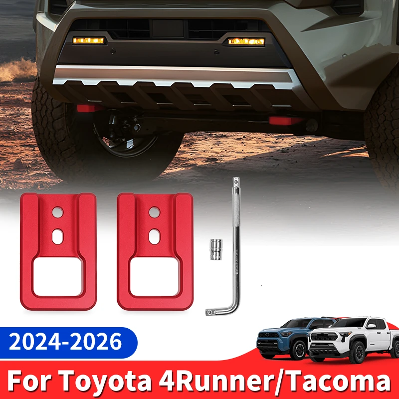 

For Toyota Land cruiser Prado 250 Tacom 2025 2026 4Runner Red Coating Metal Tow Hitch Towing Accessories No Drilling Belt Tool