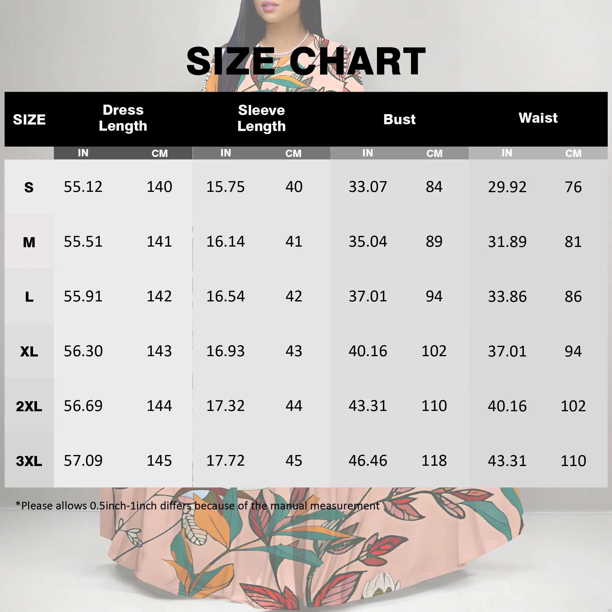 Floral Print Long Sleeve Maxi Dress for Women Peach Background Boho Style V-Neck Casual Outfit