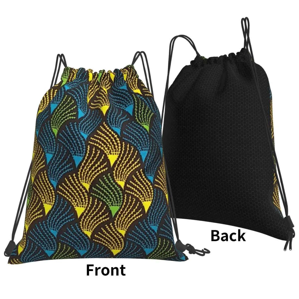 African Ankara Wax Print Backpacks Multi-function Drawstring Bags Sundries Bag Book Bags for Man Woman Students