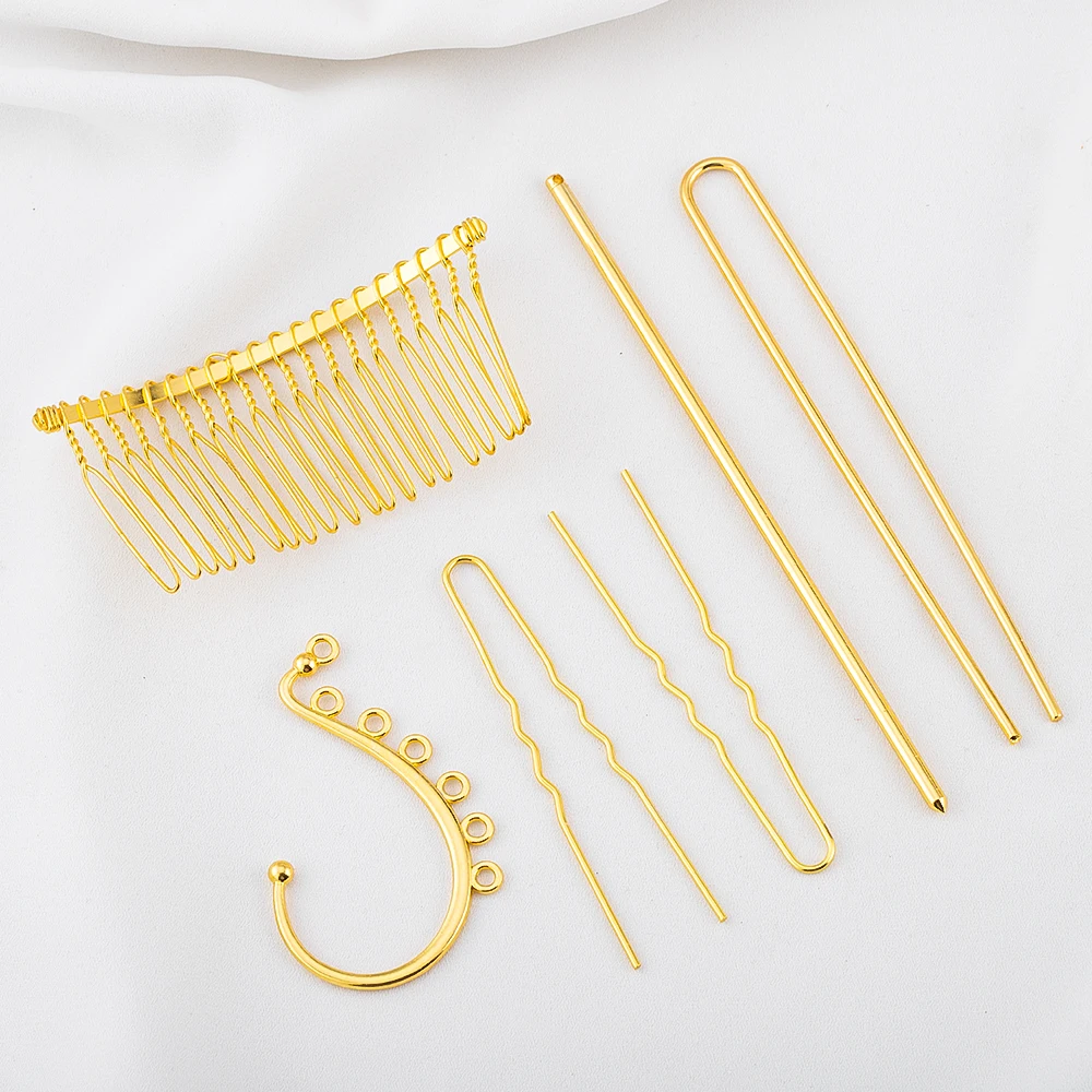 10pcs 50pcs DIY Hair Sticks Raw Brass U shape Hairpins Hairclip Blank Base Setting Connector Women Hair Jewelry Making Wholesale
