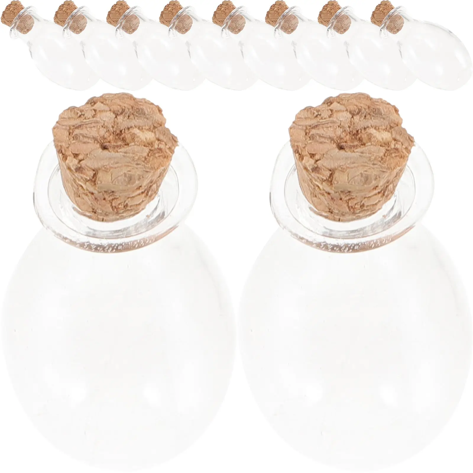 

10 Pcs Mini Glass Bottle Clear Ellipse DIY Wishing Bottle with Cork Halloween Specimen Storage Display Vial Container