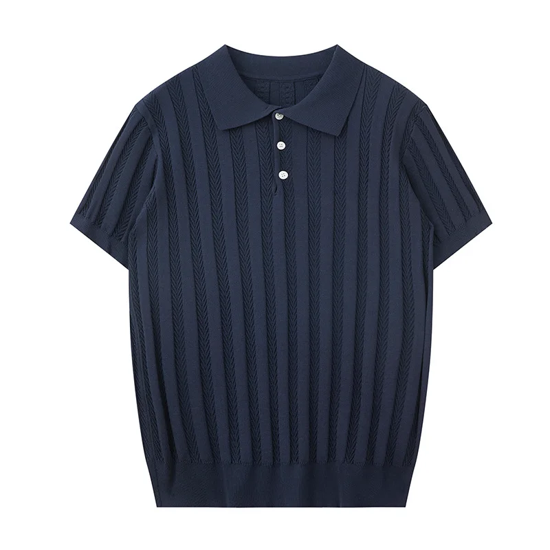 Jian Heng's New Italian Texture Old Money Trend Brand High-end Polo Shirt Men's Knitted Lapel Short-sleeved Versatile Top