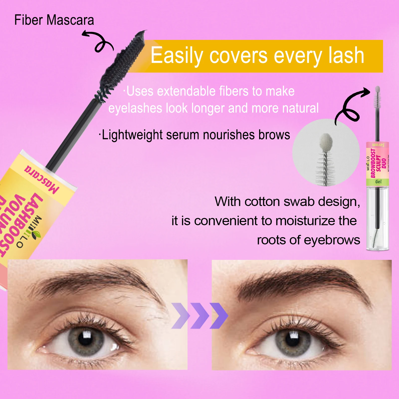 2 pièces, lotion nourrissante qui favorise la croissance des sourcils et des cils, allonge rapidement les sourcils et les cils, avec du gel