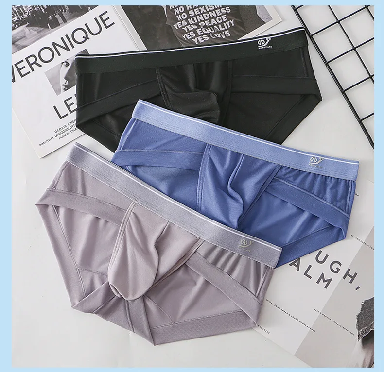 1 PCS Summer New Men\'s Triangle Underwear Ice Silk Mesh Fabric Breathable Quick Drying Men\'s Underwear Solid Color Underwear Men