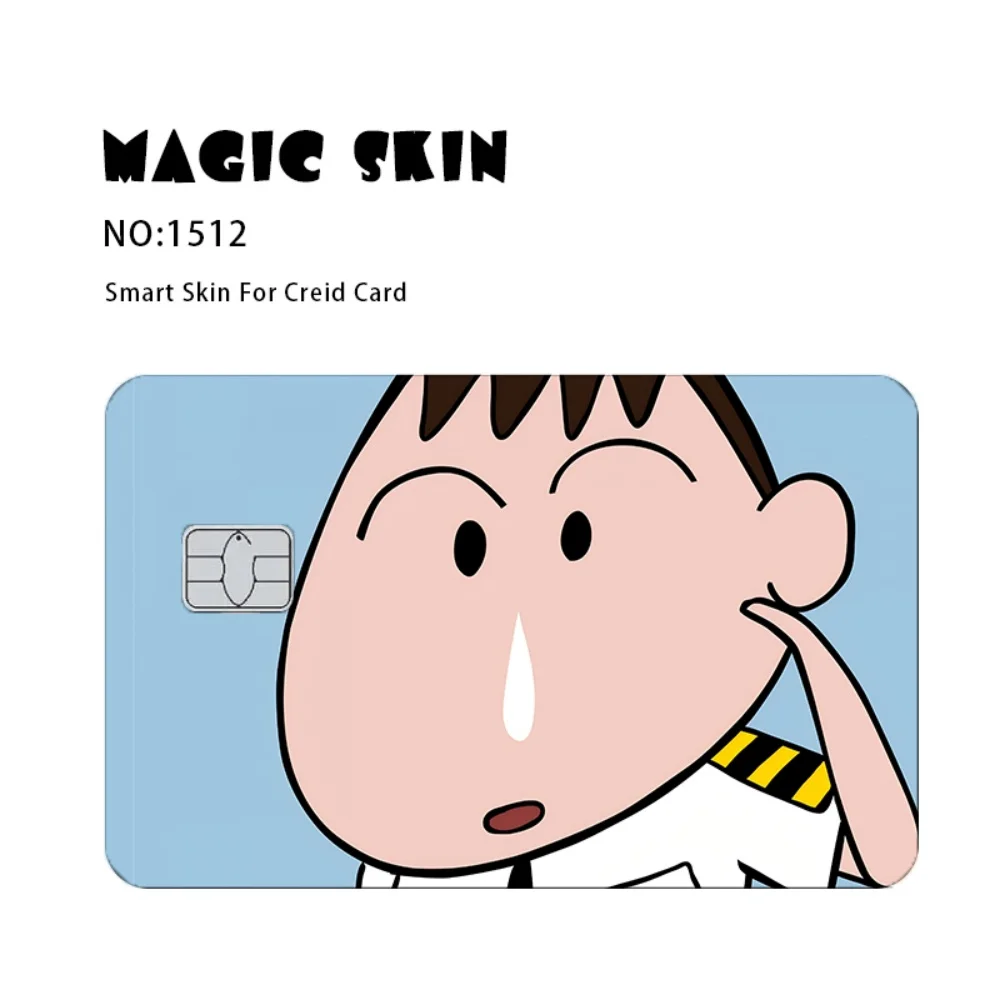 Kawaii Crayon Shin-Chan Small Chip Credit Card Thin Film Skin Suitable For Debit Card Cartoon Waterproof Decorative Sticker Gift